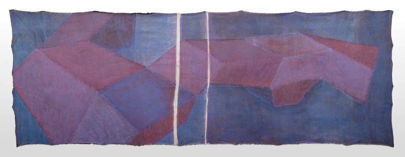 Bigger than—Red Blue No 3, 2023, acrylic on canvas, 148 × 419 cm
