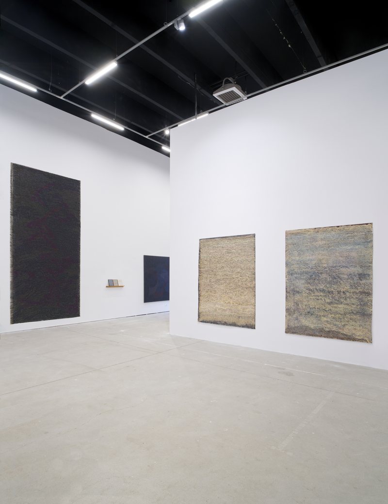 Sorin Neamțu - Contemporary Abstract Art; Bigger than—Monochrome No5, 2024, oil on canvas, 220 × 470 cm; Score No2402, 2024, oil on canvas, 220 × 160 cm; Score No2403, 2024, oil on canvas, 220 × 160 cm — installation view, Headnotes, Suprainfinit Gallery, 2025
