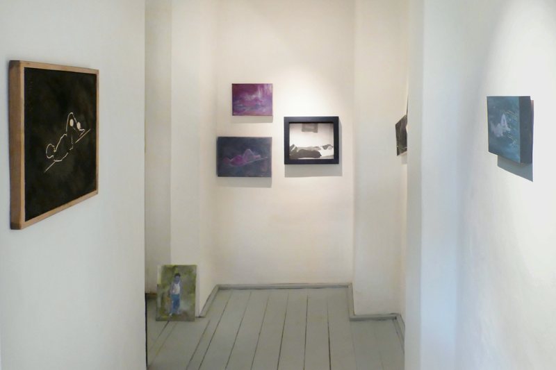 Interior View: Corridor and Works — installation view, The Great Blot, Recycle Nest Gallery, 2010