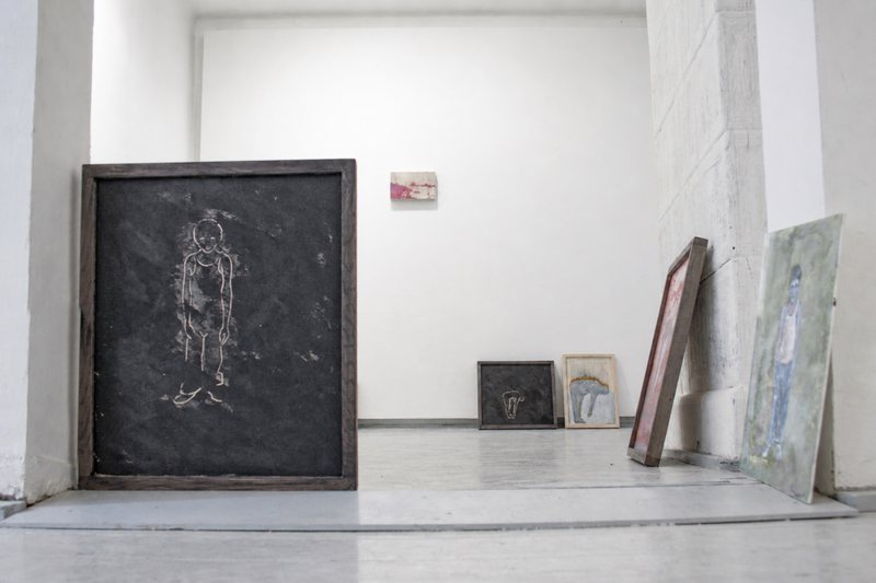 Studio-Style Display: Leaning Paintings — installation view, The Great Blot, Recycle Nest Gallery, 2010